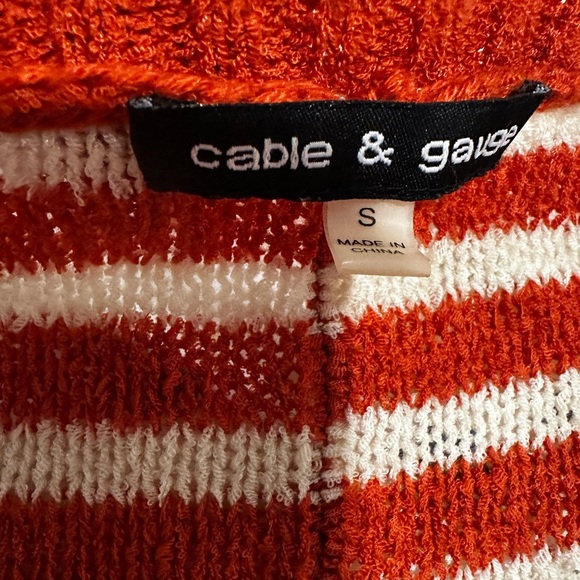 Women’s Small Cable & Gage Cream/ Burnt Orange Striped Airy Knit Pullover. - Picture 6 of 12